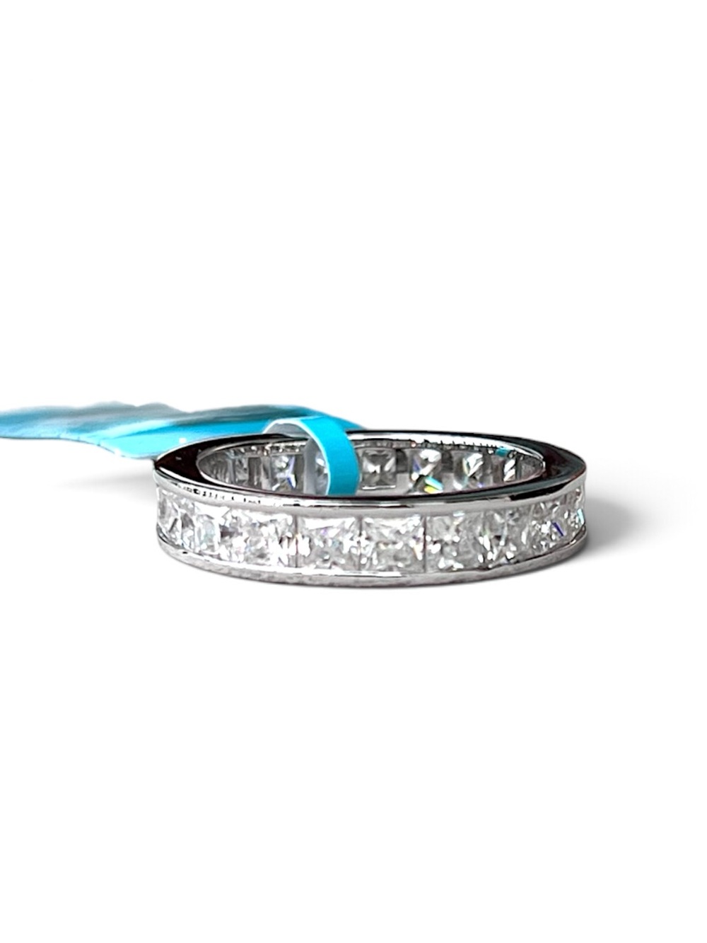 Sterling Silver Channel-Set Moissanite Eternity Band Ring Size 7